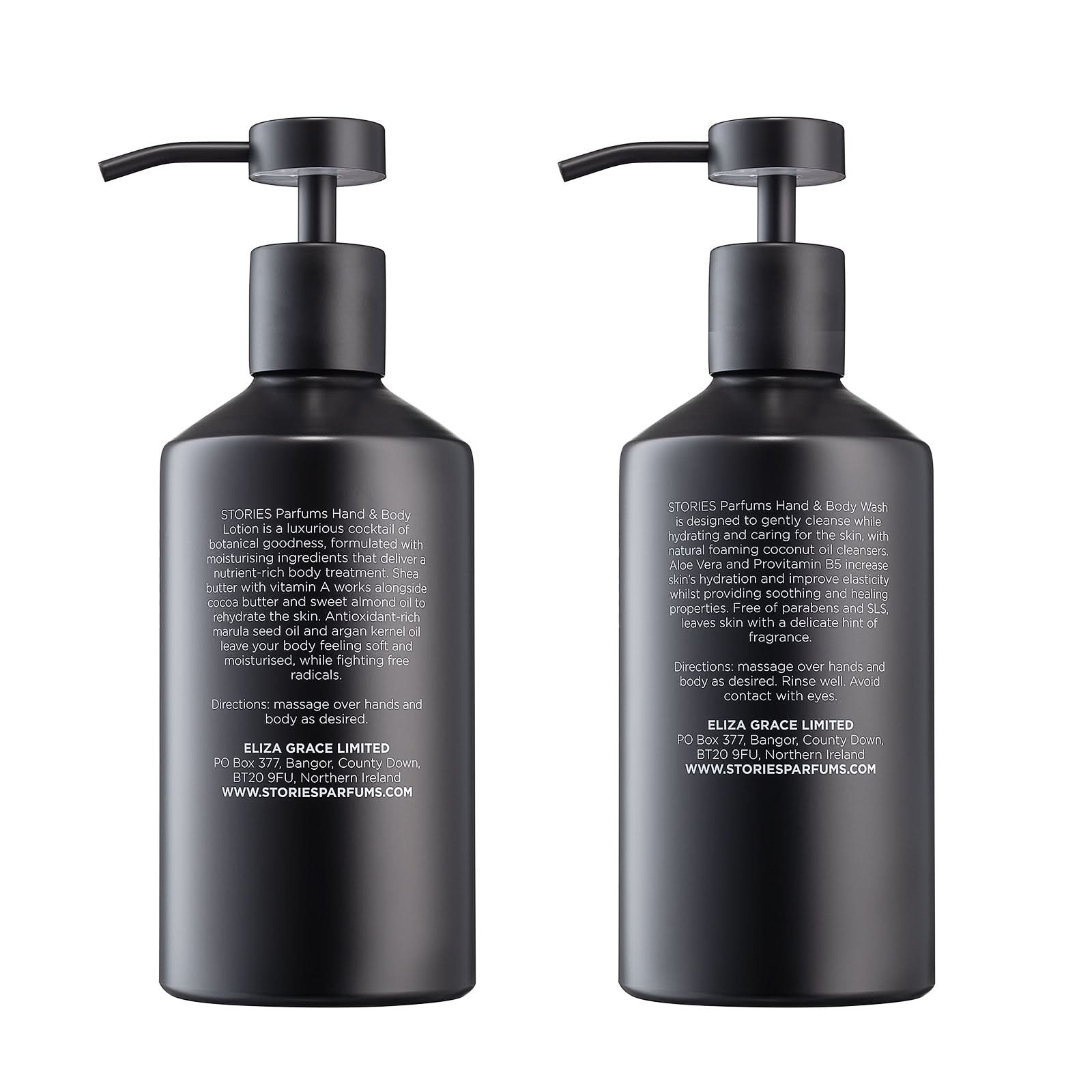 STORIES Nº.02 Hand & Body 500ml bottles, reverse