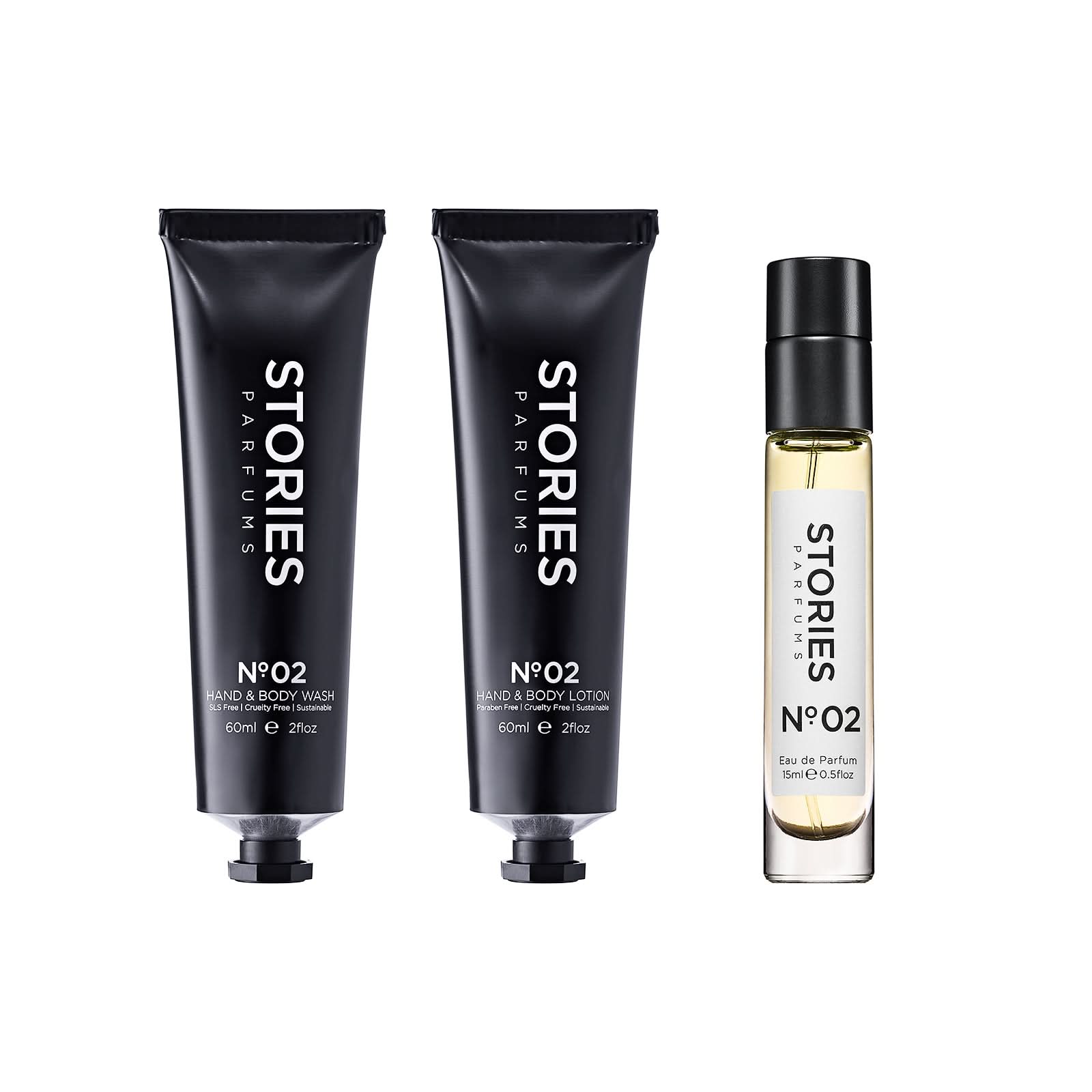 STORIES Nº.02 Travel Trio: 15ml Eau de Parfum with 60ml Wash and Lotion