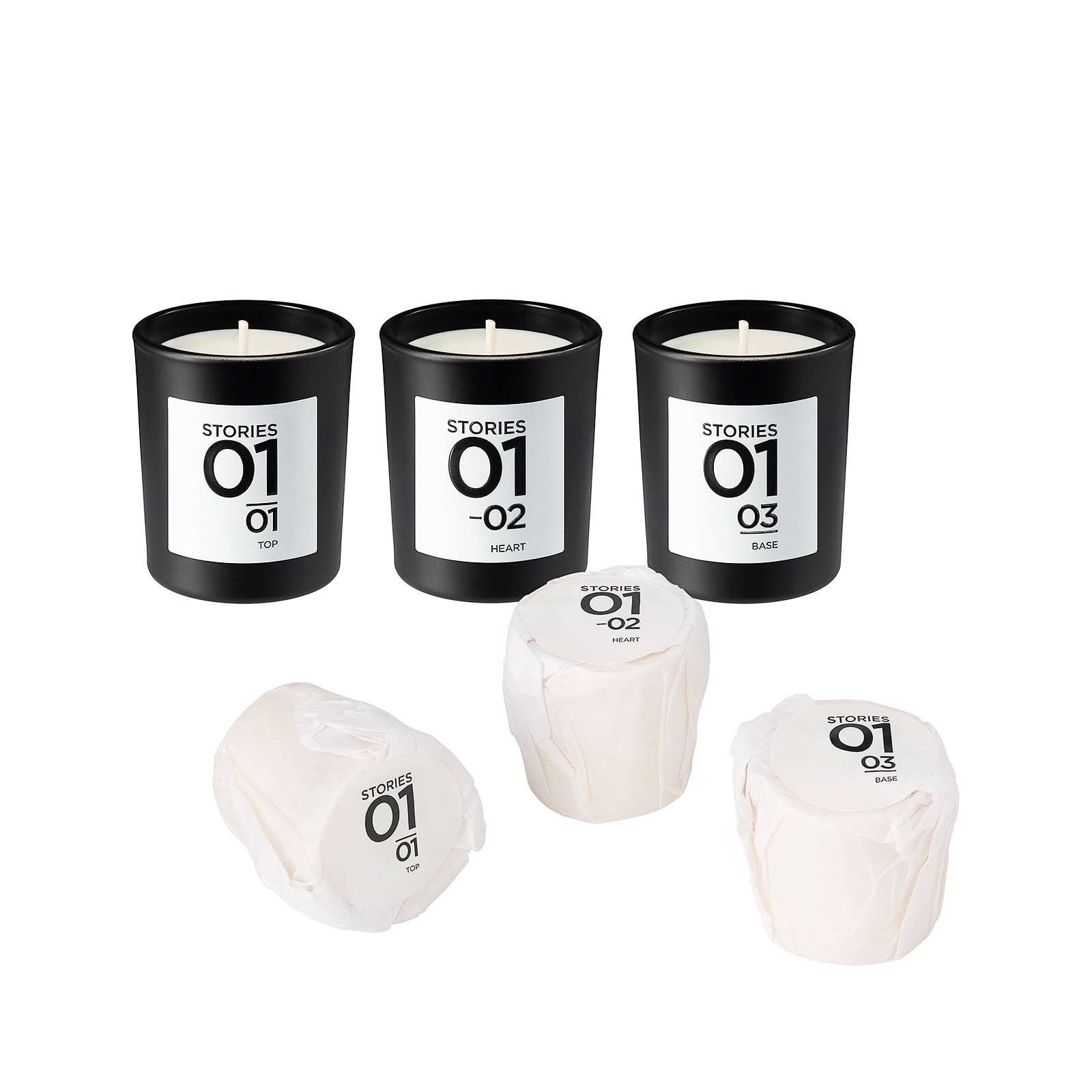 STORIES Nº.01 Bougie Parfumée Candle Trio with refills